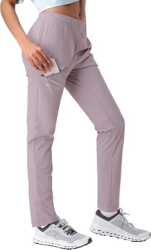 Pioneer Camp Women's Hiking Pants UPF 50+ Elastic Waist Drawstring Ultra-Stretch Lightweight Outdoor Cargo Pants for Travel in Kuwait