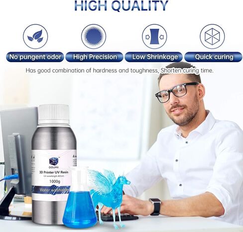 DOUMII Water Washable 3D Resin – 405nm UV Cured 3D Printing Resin, for LCD 3D Printers, Easy to Clean and Cure, Fast Curing with High Precision. (Black, 500G) in Saudi Arabia