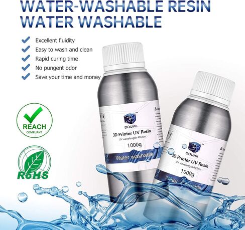 DOUMII Water Washable 3D Resin – 405nm UV Cured 3D Printing Resin, for LCD 3D Printers, Easy to Clean and Cure, Fast Curing with High Precision. (Black, 500G) in Saudi Arabia