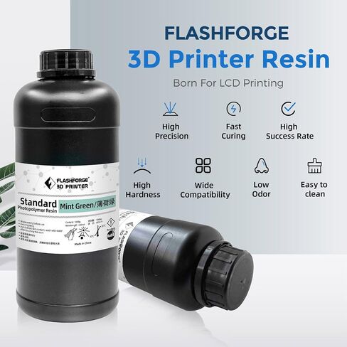 FLASHFORGE 3D Printer Resin 1kg(2.2lbs), LCD UV-Fast-Curing Resin 405nm Standard Photopolymer Resin for LCD Resin 3D Printer, Low Shrinkage and High Precision (Mint Green, 1000G) in Saudi Arabia
