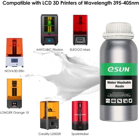 eSUN 405nm LCD 3D Printer Rapid Resin UV Curing Resin Water Washable Resin Photopolymer Resin for Photon UV Curing LCD 3D Printer, 500g White in Saudi Arabia