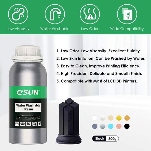 eSUN 405nm LCD 3D Printer Rapid Resin UV Curing Resin Water Washable Resin Photopolymer Resin for Photon UV Curing LCD 3D Printer, 500g White in Saudi Arabia
