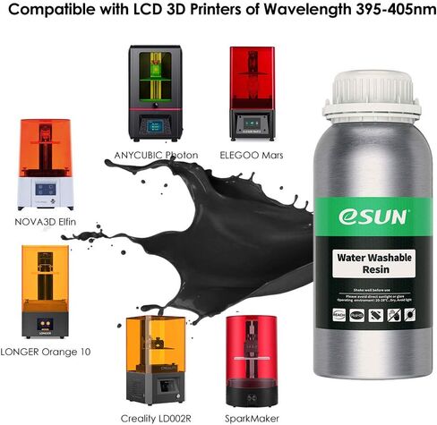 eSUN 405nm LCD 3D Printer Rapid Resin UV Curing Resin Water Washable Resin Photopolymer Resin for Photon UV Curing LCD 3D Printer, 500g White in Saudi Arabia