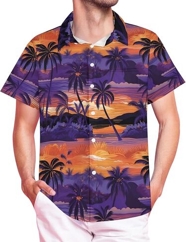 Okiretin Hawaiian Shirt for Men, Summer Beach Funky Casual Button Down Short Sleeve Shirts, Mens Tropical Floral Beach Shirts in Saudi Arabia