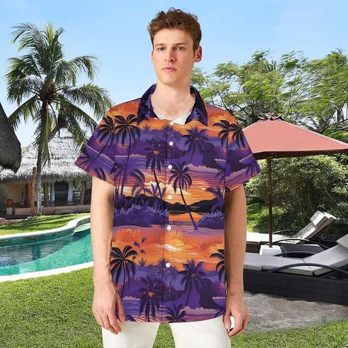 Okiretin Hawaiian Shirt for Men, Summer Beach Funky Casual Button Down Short Sleeve Shirts, Mens Tropical Floral Beach Shirts in Saudi Arabia