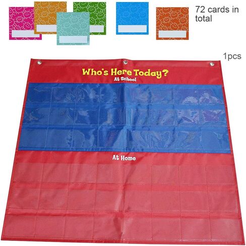 Attendance Pocket Chart with 72 Cards,Pocket Chart for Classroom… in Saudi Arabia