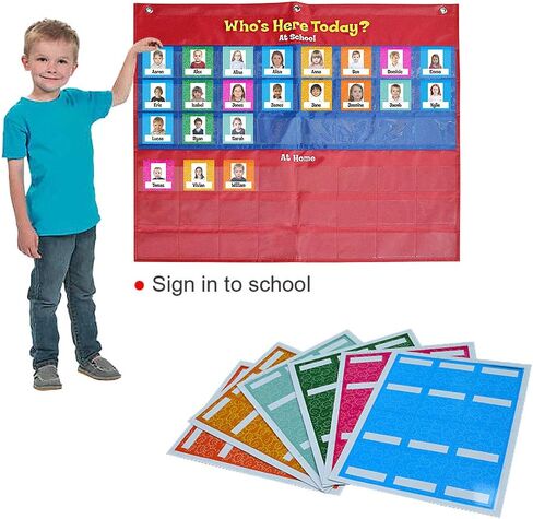 Attendance Pocket Chart with 72 Cards,Pocket Chart for Classroom… in Saudi Arabia
