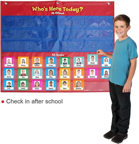 Attendance Pocket Chart with 72 Cards,Pocket Chart for Classroom… in Saudi Arabia