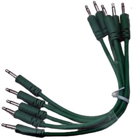 لوازم موسيقى الطلاب الجائعين، كابلات توصيل Luigis Modular Supply Spaghetti Eurorack - حزمة من 5 كابلات خضراء، 6 بوصات (15 سم) in Saudi Arabia