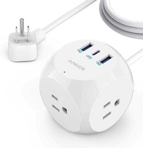 Anker Power Strip, PowerCube with 3 Outlets & 30W USB C,5ft Extension Cord, Power Delivery High-Speed Charging for iPhone 14/14Pro/13/12, for Dorm/Office,Cruise Travel Essential,TUV Listed in Saudi Arabia