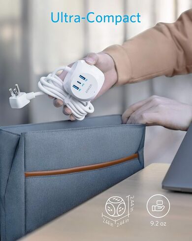 Anker Power Strip, PowerCube with 3 Outlets & 30W USB C,5ft Extension Cord, Power Delivery High-Speed Charging for iPhone 14/14Pro/13/12, for Dorm/Office,Cruise Travel Essential,TUV Listed in Saudi Arabia