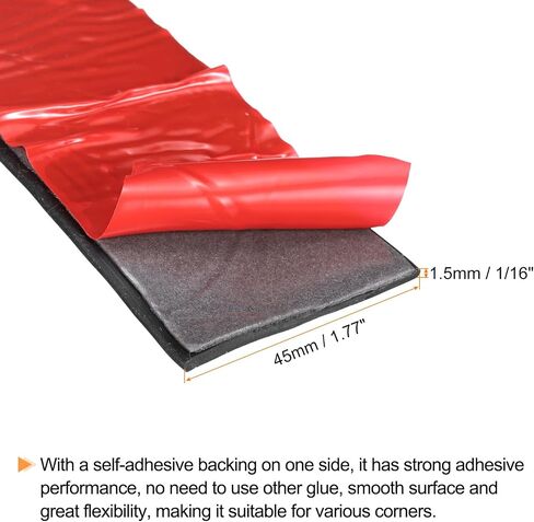 uxcell Adhesive Rubber Strips, 1.8"W x 1/16"T x 3'L Solid Neoprene Rubber Sheet Rolls with Adhesive Backing for DIY Gaskets Seals Pads Crafts in Saudi Arabia