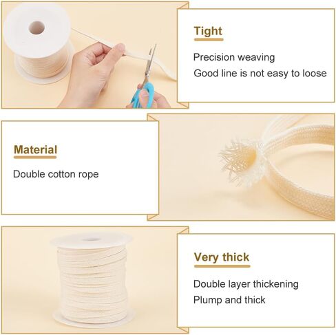 BENECREAT 27 Yards Flat Cotton Drawstring, 8mm Soft Drawstring Replacement, Double Layer Hollow Drawcord for Hoodie Sweatpants Sweatshirt in Saudi Arabia