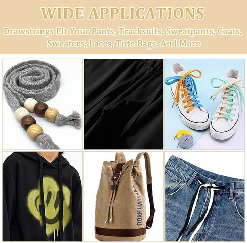 BENECREAT 27 Yards Flat Cotton Drawstring, 8mm Soft Drawstring Replacement, Double Layer Hollow Drawcord for Hoodie Sweatpants Sweatshirt in Saudi Arabia