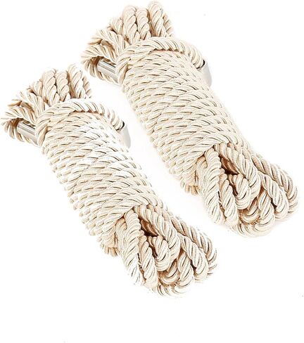 2 Pack DIY Craft Twisted Shiny Cord Polyester Silk Rope Multipurpose 32 feet/ 10M 16 feet/ 5M Thick Durable Skin-Friendly Dacron Rope with Metal Caps (16 FEET - Creamy White) in Saudi Arabia