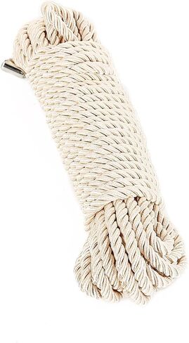 2 Pack DIY Craft Twisted Shiny Cord Polyester Silk Rope Multipurpose 32 feet/ 10M 16 feet/ 5M Thick Durable Skin-Friendly Dacron Rope with Metal Caps (16 FEET - Creamy White) in Saudi Arabia
