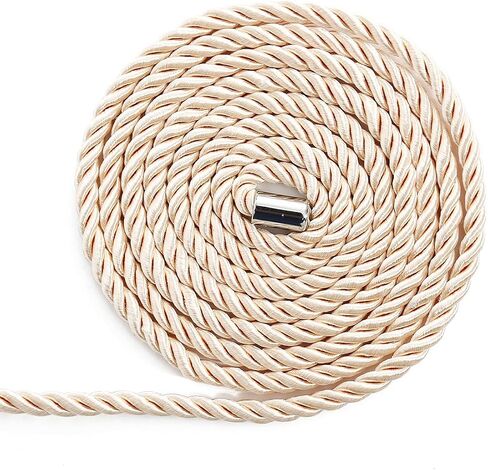 2 Pack DIY Craft Twisted Shiny Cord Polyester Silk Rope Multipurpose 32 feet/ 10M 16 feet/ 5M Thick Durable Skin-Friendly Dacron Rope with Metal Caps (16 FEET - Creamy White) in Saudi Arabia