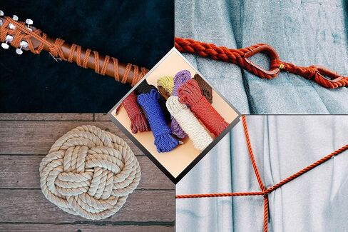 2 حزمة DIY الحرفية الملتوية لامعة الحبل البوليستر حبل متعدد الأغراض 32 قدم / 10 متر 16 قدم / 5 متر سميكة دائم الجلد ودية داكرون حبل مع قبعات معدنية (16 قدم - أبيض كريمي) in Saudi Arabia
