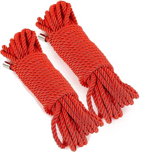 2 Pack DIY Craft Twisted Shiny Cord Polyester Silk Rope Multipurpose 32 feet/ 10M 16 feet/ 5M Thick Durable Skin-Friendly Dacron Rope with Metal Caps (16 FEET - Creamy White) in Saudi Arabia