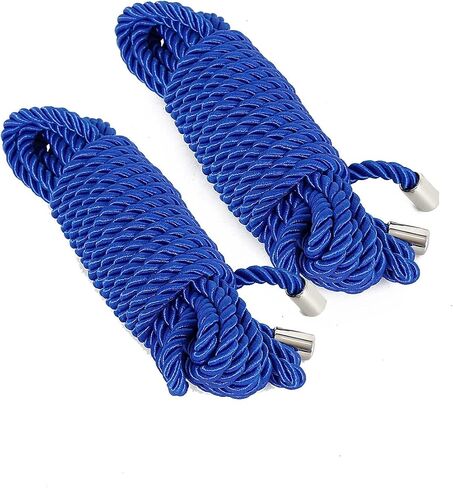 2 Pack DIY Craft Twisted Shiny Cord Polyester Silk Rope Multipurpose 32 feet/ 10M 16 feet/ 5M Thick Durable Skin-Friendly Dacron Rope with Metal Caps (16 FEET - Creamy White) in Saudi Arabia