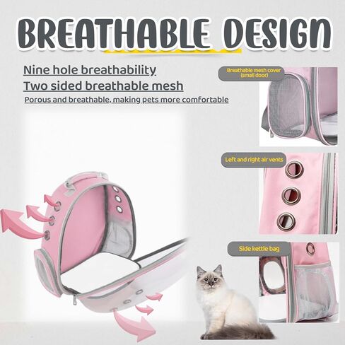 حقيبة ظهر للقطط، حاملة حيوانات أليفة للقطط والكلاب صلبة، مناسبة للقطط التي تسافر حاملة حقائب القطط، حاملة ظهر شفافة مضادة للماء للمركبة الفضائية (أسود) in Kuwait