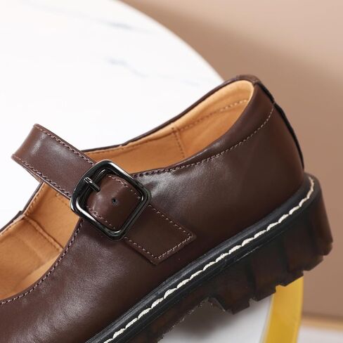 XMM Mary Jane Shoes Women Oxford Shoes Leather Round Toe Flats Non-Slip Ankle Buckle Strap Comfort Casual Dressy Cosplay Party School Work Shoes in Saudi Arabia