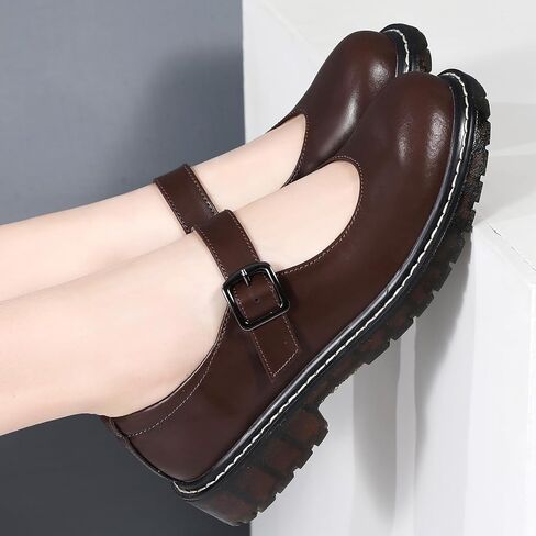 XMM Mary Jane Shoes Women Oxford Shoes Leather Round Toe Flats Non-Slip Ankle Buckle Strap Comfort Casual Dressy Cosplay Party School Work Shoes in Saudi Arabia