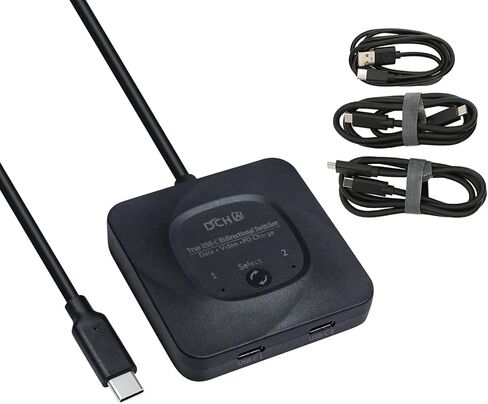 محول DCHAV USB C لجهازي كمبيوتر ثنائي الاتجاه USB من النوع C 3.0 KVM Switch ab محدد فيديو 8K@60 هرتز 4K 10 جيجابت في الثانية نقل البيانات 100 وات توصيل الطاقة وطابعة لوحة المفاتيح والماوس، 2 كابلات USB in Kuwait