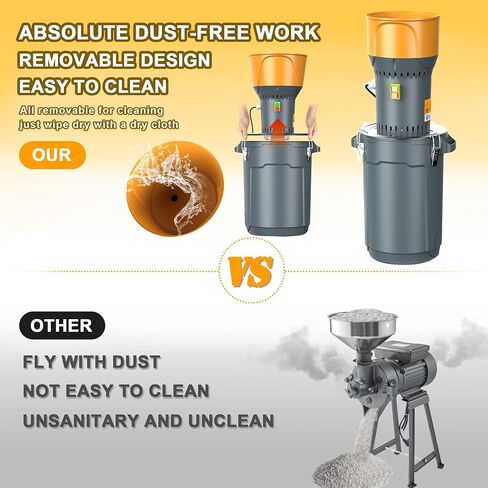 Grain Mill Corn Grinder, 1000w Electric Feed Grinder Dust-Free Dry Cereals Grinder with Detachable Hopper & 5 Sieves for Farm Home 6.6 Gallons (25L) in Saudi Arabia