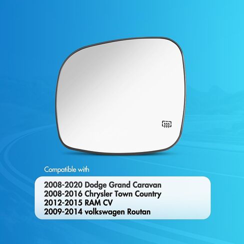 استبدال مرآة جانبية للسائق من SNEMEEY لسيارة Dodge Grand Caravan 2008-2020، Chrysler Town Country 2008-2016، RAM CV 2012-2015، 2009-2014 VW Routan الجانب الأيسر مرآة زجاج الطاقة ساخنة 68026177AB in Kuwait