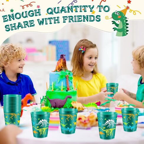 Lallisa 50 Pcs 16 oz Dinosaur Cups, Plastic Dinosaur Birthday Party Supplies Dinosaur Cups Tumbler for Kids Dinosaur Party Favors Table Decorations in Saudi Arabia