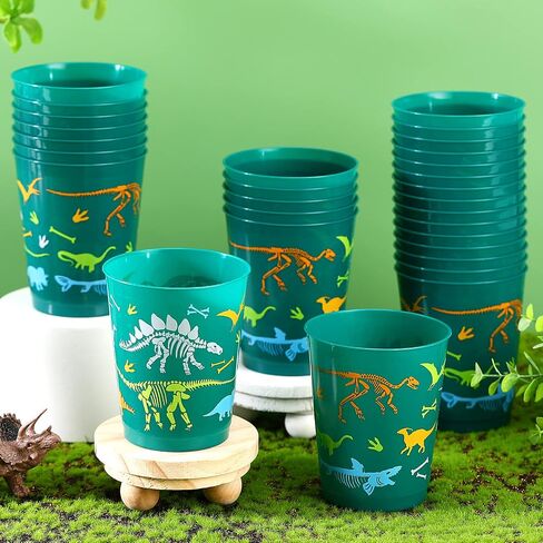 Lallisa 50 Pcs 16 oz Dinosaur Cups, Plastic Dinosaur Birthday Party Supplies Dinosaur Cups Tumbler for Kids Dinosaur Party Favors Table Decorations in Saudi Arabia