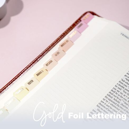 Idyllic Grace - Mini Bible Tabs, Rose Gold Foil Lettering, Journaling, Small Bibles, Study Tool, 90 Tabs, Old and New Testament, Christian, Catholic, Apocrypha, Index Tabs, Glossy Laminated - Elevated in Saudi Arabia