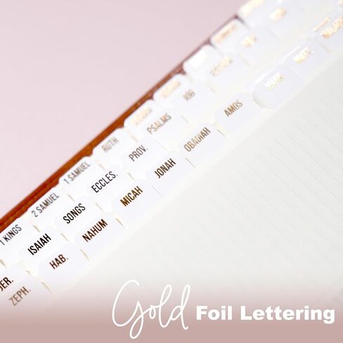 Idyllic Grace - Mini Bible Tabs, Rose Gold Foil Lettering, Journaling, Small Bibles, Study Tool, 90 Tabs, Old and New Testament, Christian, Catholic, Apocrypha, Index Tabs, Glossy Laminated - Elevated in Saudi Arabia