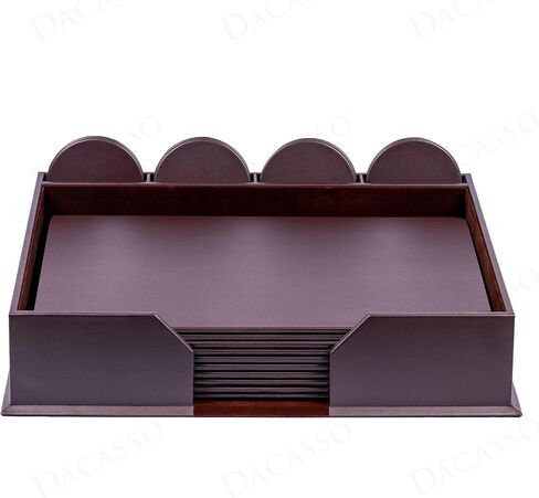 Dacasso Brown Leatherette 23-Piece Conference Room Set - Executive Desk Surface Protector - Luxury Table Pad Blotters & Round Coasters in Saudi Arabia