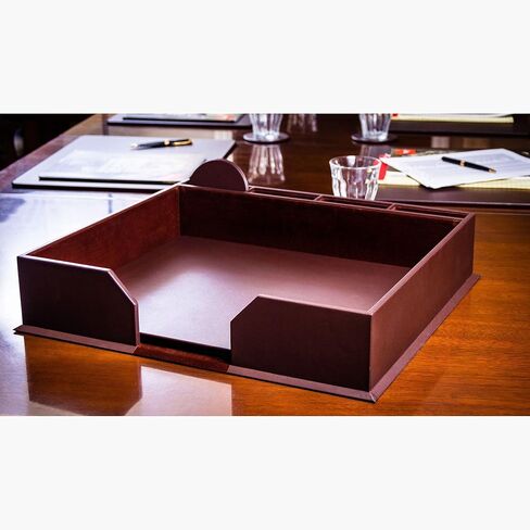 Dacasso Brown Leatherette 23-Piece Conference Room Set - Executive Desk Surface Protector - Luxury Table Pad Blotters & Round Coasters in Saudi Arabia