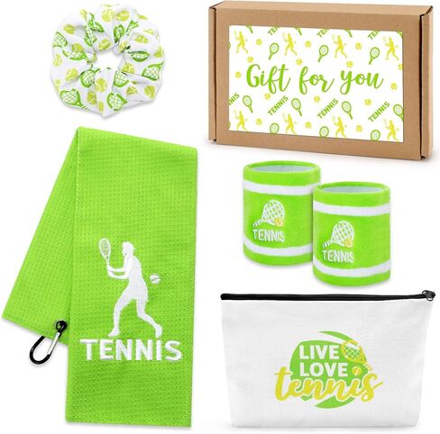 هدايا التنس، منشفة التنس، حقيبة مكياج، سوار المعصم، مجموعة هدايا سكرانشي لمدربي التنس، اللاعبين، عشاق التنس، هدية فريدة من نوعها لعشاق الرياضة، عيد الميلاد، النساء، السيدات، الفتيات، أفكار الهدايا in Kuwait