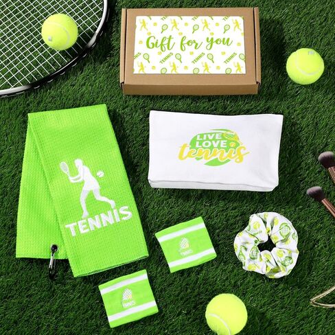 هدايا التنس، منشفة التنس، حقيبة مكياج، سوار المعصم، مجموعة هدايا سكرانشي لمدربي التنس، اللاعبين، عشاق التنس، هدية فريدة من نوعها لعشاق الرياضة، عيد الميلاد، النساء، السيدات، الفتيات، أفكار الهدايا in Kuwait