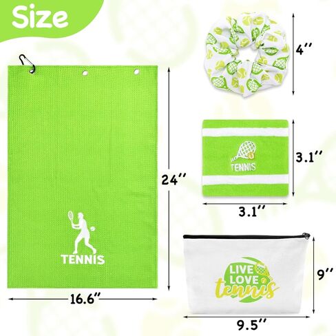 هدايا التنس، منشفة التنس، حقيبة مكياج، سوار المعصم، مجموعة هدايا سكرانشي لمدربي التنس، اللاعبين، عشاق التنس، هدية فريدة من نوعها لعشاق الرياضة، عيد الميلاد، النساء، السيدات، الفتيات، أفكار الهدايا in Kuwait