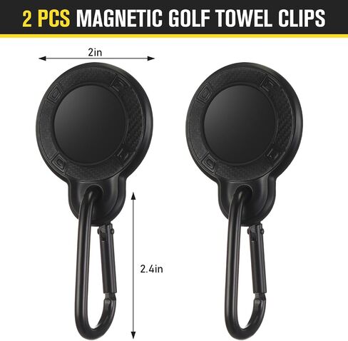 Roundfunny 2 Pcs Magnetic Golf Towel Clip Removable Magnetic Clip for Golf Towel Securely Golf Towel Magnet Clip for Cart Bag Golf Club Bag, Black Magnetic Golf Towel Accessories for Golf Lovers in Saudi Arabia