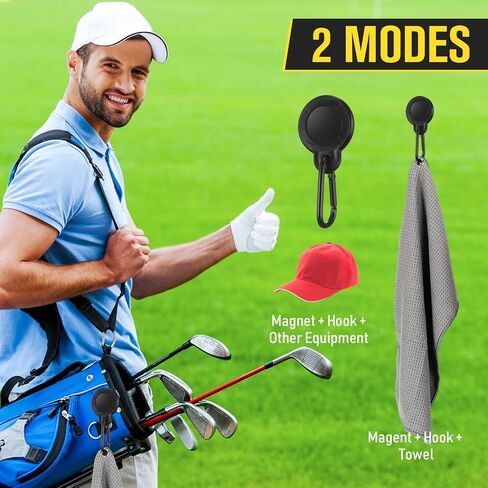 Roundfunny 2 Pcs Magnetic Golf Towel Clip Removable Magnetic Clip for Golf Towel Securely Golf Towel Magnet Clip for Cart Bag Golf Club Bag, Black Magnetic Golf Towel Accessories for Golf Lovers in Saudi Arabia
