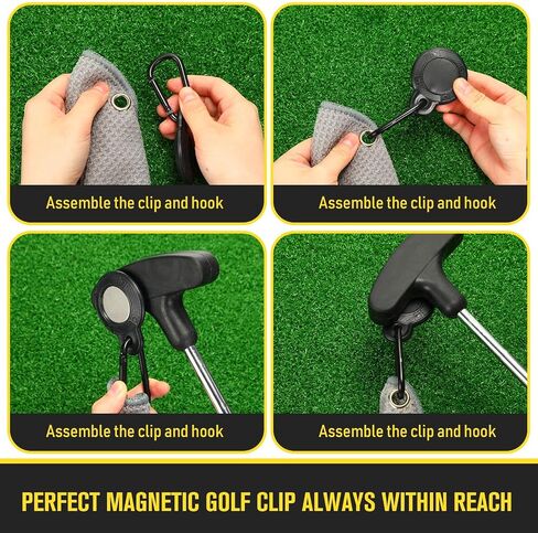 Roundfunny 2 Pcs Magnetic Golf Towel Clip Removable Magnetic Clip for Golf Towel Securely Golf Towel Magnet Clip for Cart Bag Golf Club Bag, Black Magnetic Golf Towel Accessories for Golf Lovers in Saudi Arabia