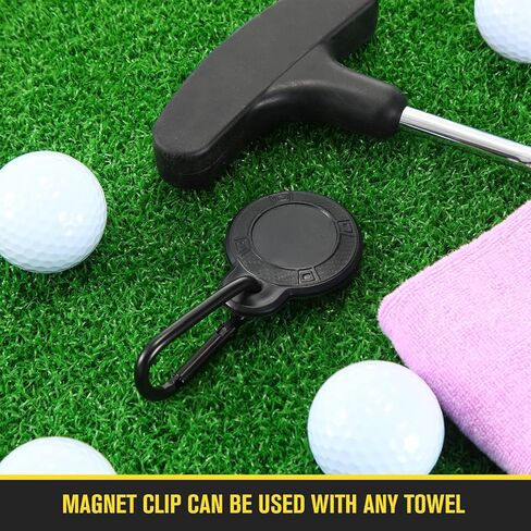Roundfunny 2 Pcs Magnetic Golf Towel Clip Removable Magnetic Clip for Golf Towel Securely Golf Towel Magnet Clip for Cart Bag Golf Club Bag, Black Magnetic Golf Towel Accessories for Golf Lovers in Saudi Arabia