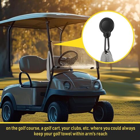 Roundfunny 2 Pcs Magnetic Golf Towel Clip Removable Magnetic Clip for Golf Towel Securely Golf Towel Magnet Clip for Cart Bag Golf Club Bag, Black Magnetic Golf Towel Accessories for Golf Lovers in Saudi Arabia