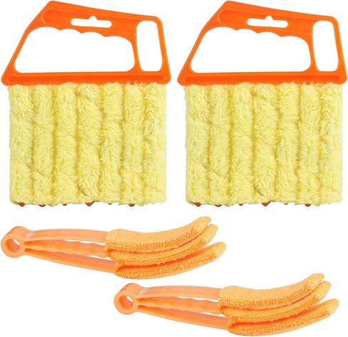 أداة تنظيف الستائر الفينيسية ذات 4 نوافذ، منفضة ستائر للتنظيف، أداة تنظيف الغبار بفرشاة من الألياف الدقيقة ذات 7 أصابع لمصاريع النوافذ، مكيف الهواء، أداة تنظيف الستائر الخشبية المصنوعة من الفينيل in Kuwait