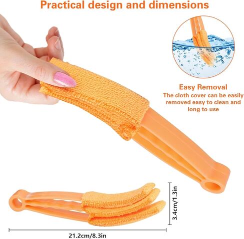 أداة تنظيف الستائر الفينيسية ذات 4 نوافذ، منفضة ستائر للتنظيف، أداة تنظيف الغبار بفرشاة من الألياف الدقيقة ذات 7 أصابع لمصاريع النوافذ، مكيف الهواء، أداة تنظيف الستائر الخشبية المصنوعة من الفينيل in Kuwait