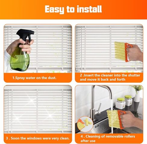 أداة تنظيف الستائر الفينيسية ذات 4 نوافذ، منفضة ستائر للتنظيف، أداة تنظيف الغبار بفرشاة من الألياف الدقيقة ذات 7 أصابع لمصاريع النوافذ، مكيف الهواء، أداة تنظيف الستائر الخشبية المصنوعة من الفينيل in Kuwait