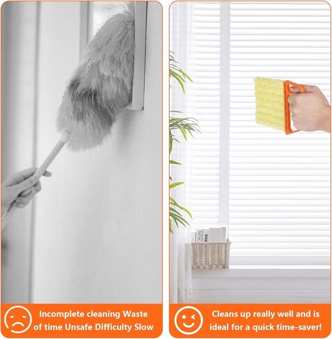 أداة تنظيف الستائر الفينيسية ذات 4 نوافذ، منفضة ستائر للتنظيف، أداة تنظيف الغبار بفرشاة من الألياف الدقيقة ذات 7 أصابع لمصاريع النوافذ، مكيف الهواء، أداة تنظيف الستائر الخشبية المصنوعة من الفينيل in Kuwait