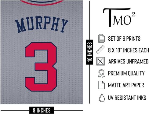 TMO2 Atlanta Braves Wall Decor, Atlanta Braves Room Decor, Atlanta Braves Posters for Walls, Atlanta Braves Sign, Braves Baseball Decor, Atlanta Braves Pictures for Wall Set of 6 (8x10") Unframed in Kuwait