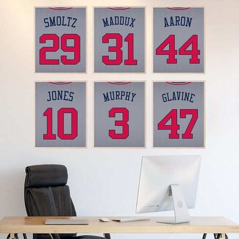 TMO2 Atlanta Braves Wall Decor, Atlanta Braves Room Decor, Atlanta Braves Posters for Walls, Atlanta Braves Sign, Braves Baseball Decor, Atlanta Braves Pictures for Wall Set of 6 (8x10") Unframed in Kuwait